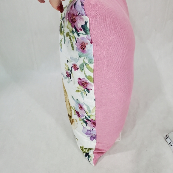 Bunny 🐰 pillow Beaded Rabbit Easter Throw Toss Accent Pink Floral Shabby Chic - Picture 4 of 10